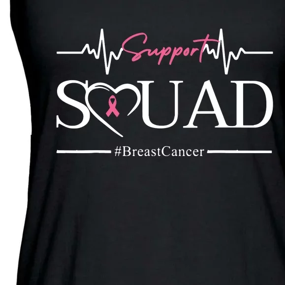 Breast Cancer Squad With Heart And Ribbon Ladies Essential Flowy Tank