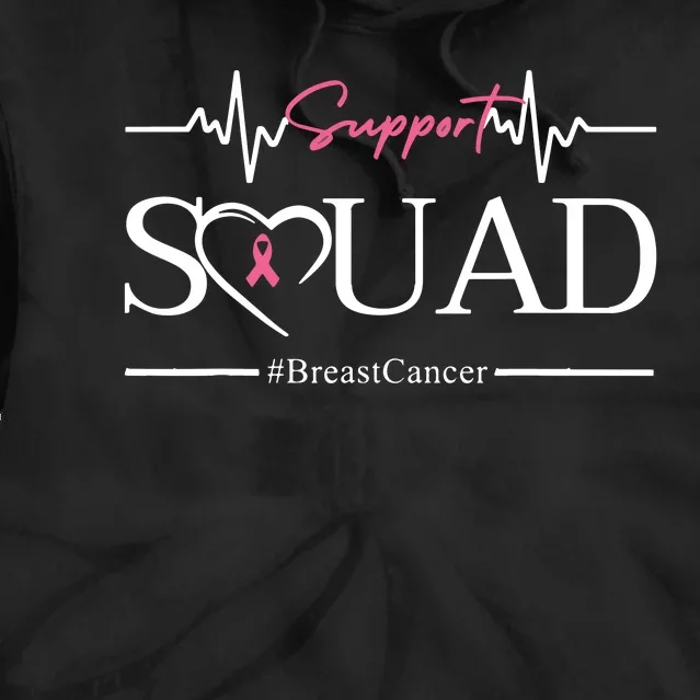 Breast Cancer Squad With Heart And Ribbon Tie Dye Hoodie