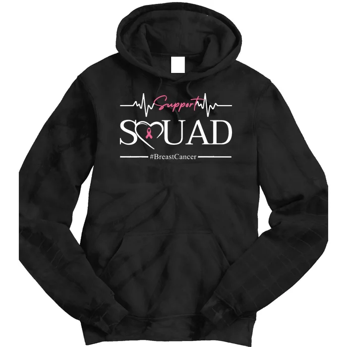 Breast Cancer Squad With Heart And Ribbon Tie Dye Hoodie