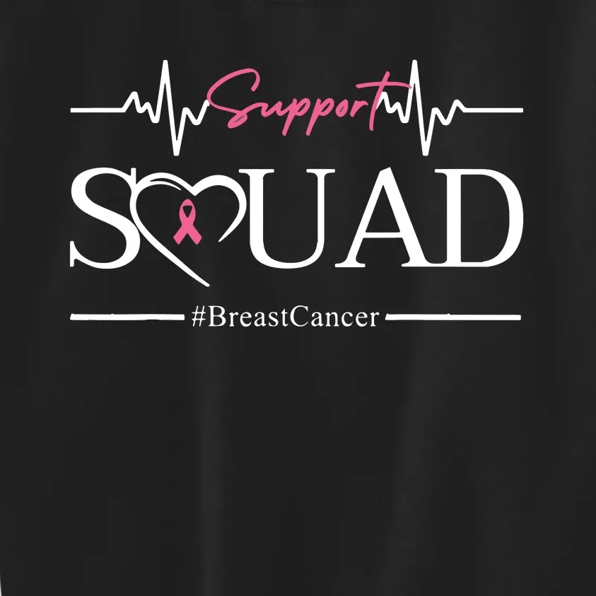 Breast Cancer Squad With Heart And Ribbon Kids Sweatshirt