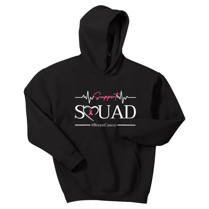 Breast Cancer Squad With Heart And Ribbon Kids Hoodie