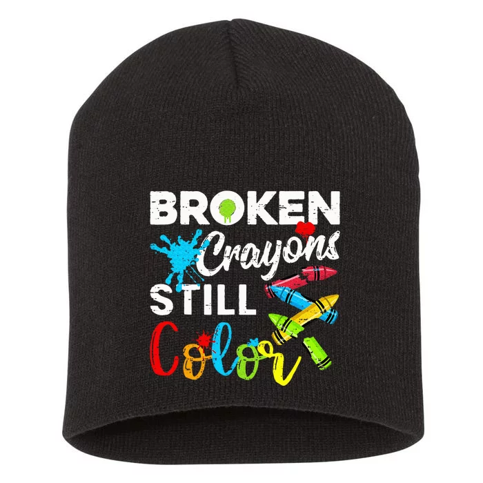 Broken Crayons Still Color Short Acrylic Beanie