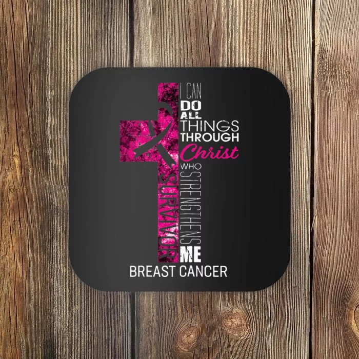 Breast Cancer Survivor Gifts Christian Pink Ribbon Mom Coaster