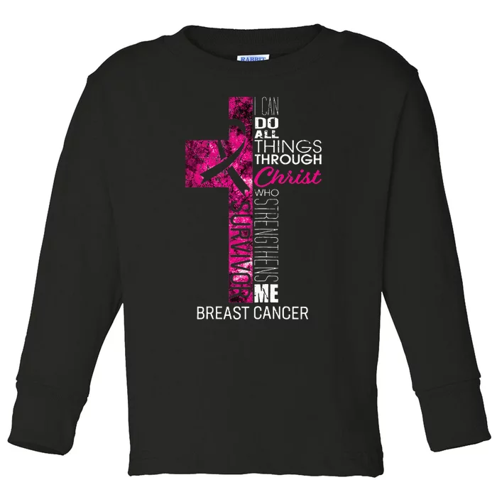 Breast Cancer Survivor Gifts Christian Pink Ribbon Mom Toddler Long Sleeve Shirt