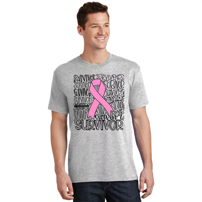 Breast Cancer Survivor Fighter Pink Ribbon Strong T-Shirt