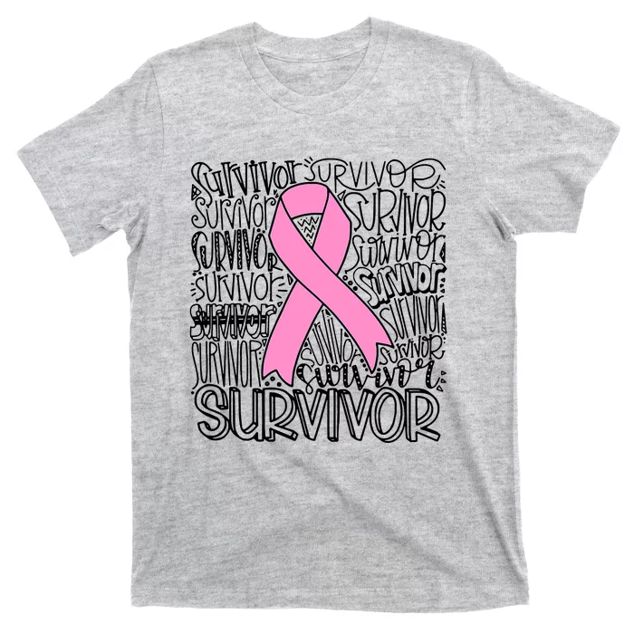 Breast Cancer Survivor Fighter Pink Ribbon Strong T-Shirt