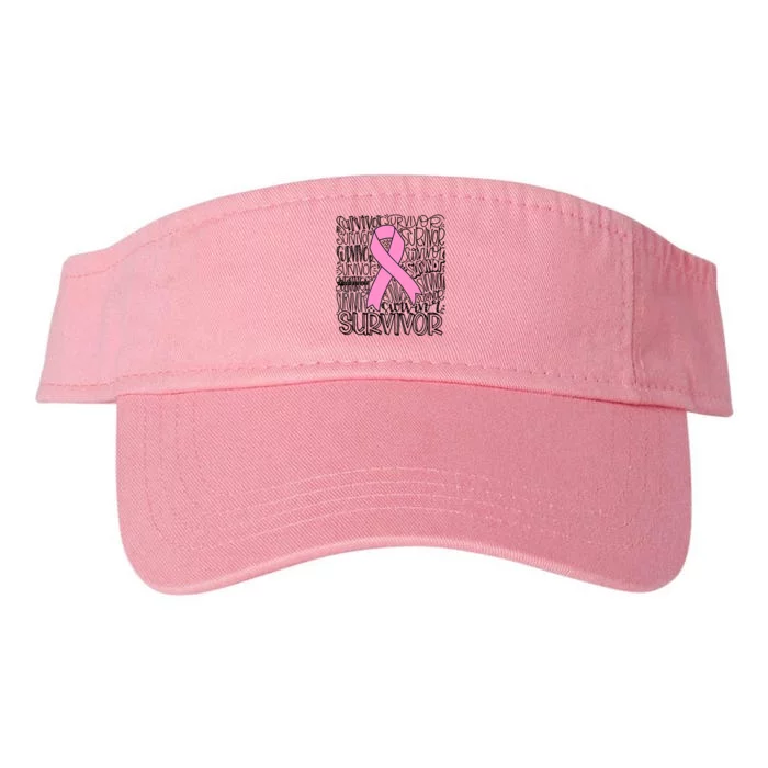 Breast Cancer Survivor Fighter Pink Ribbon Strong Valucap Bio-Washed Visor