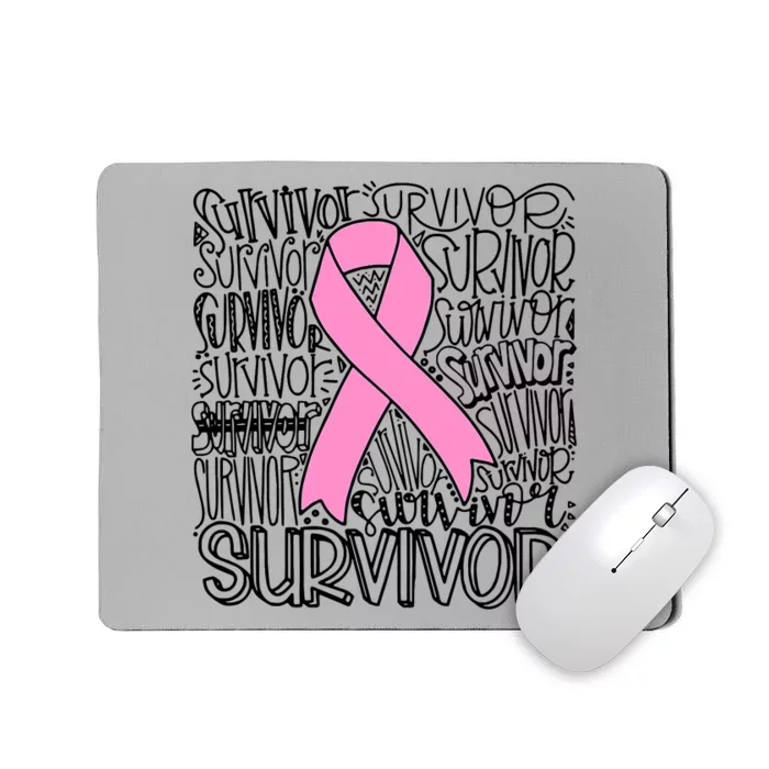 Breast Cancer Survivor Fighter Pink Ribbon Strong Mousepad