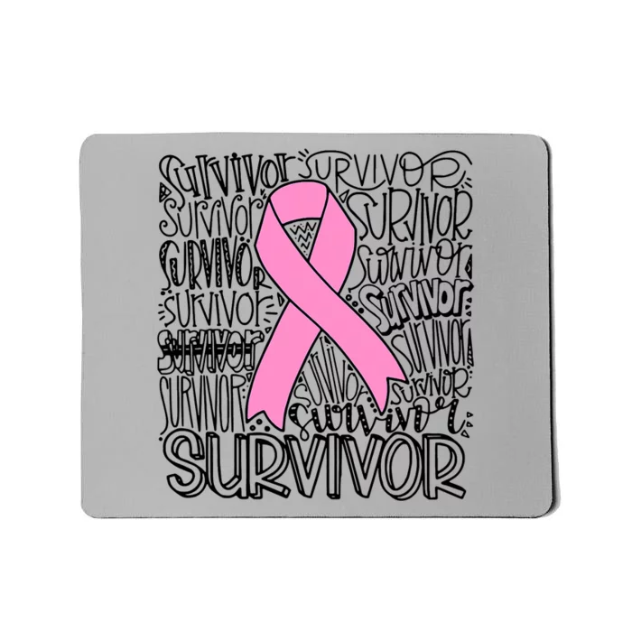 Breast Cancer Survivor Fighter Pink Ribbon Strong Mousepad