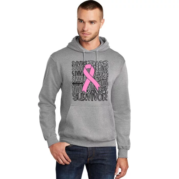 Breast Cancer Survivor Fighter Pink Ribbon Strong Tall Hoodie