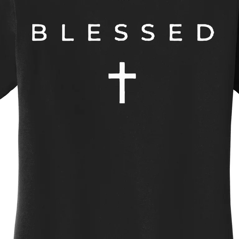 Blessed Cross Subtle Christian Minimalist Religious Faith Women's T-Shirt