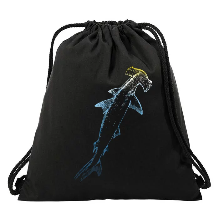 Beautiful Colors Swimming Hammerhead Shark Lovers Drawstring Bag