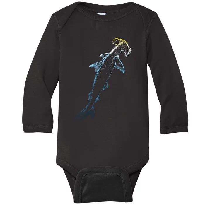 Beautiful Colors Swimming Hammerhead Shark Lovers Baby Long Sleeve Bodysuit