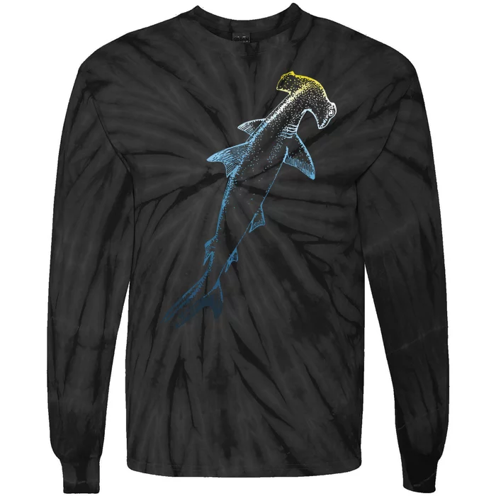 Beautiful Colors Swimming Hammerhead Shark Lovers Tie-Dye Long Sleeve Shirt