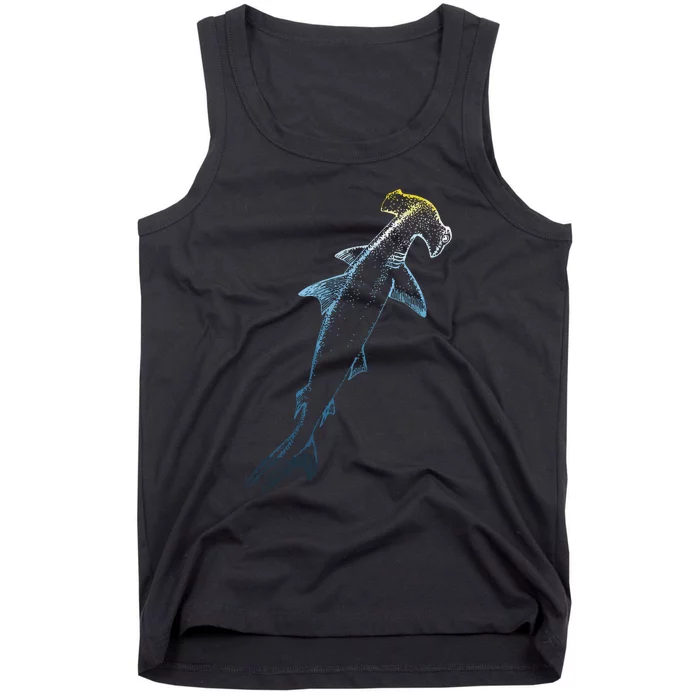 Beautiful Colors Swimming Hammerhead Shark Lovers Tank Top