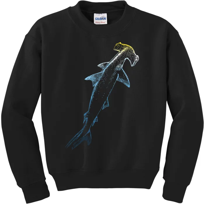 Beautiful Colors Swimming Hammerhead Shark Lovers Kids Sweatshirt