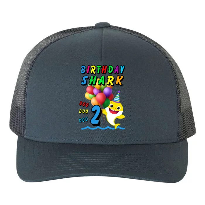 Baby Cute Shark Birthday Boy 2 Year Old Yupoong Adult 5-Panel Trucker Hat