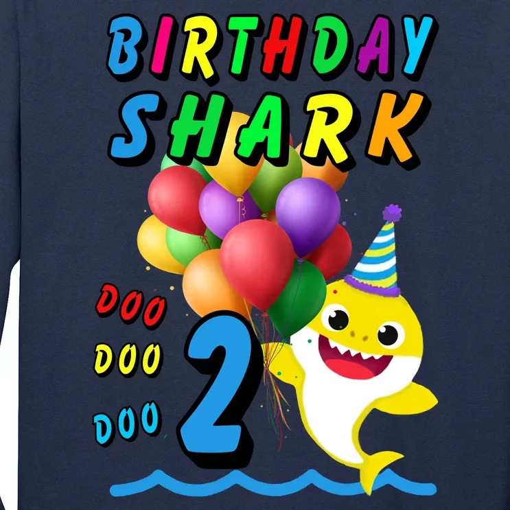 Baby Cute Shark Birthday Boy 2 Year Old Long Sleeve Shirt