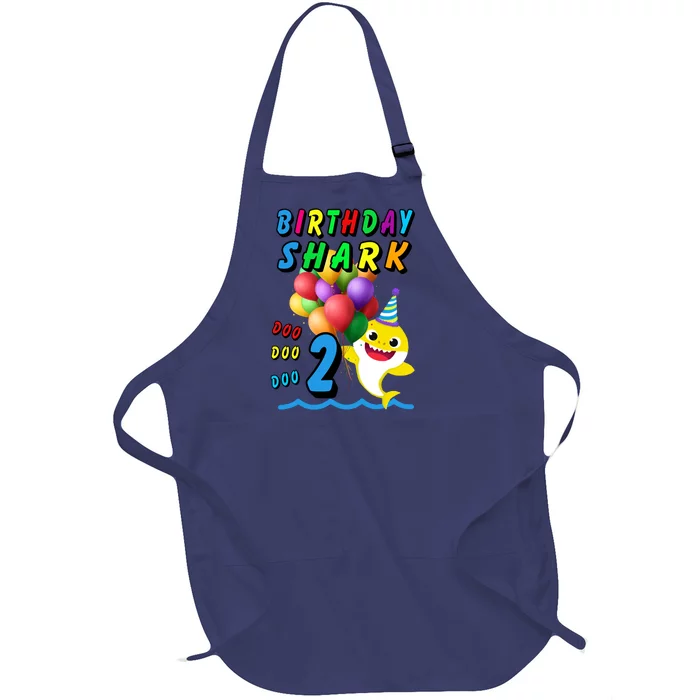 Baby Cute Shark Birthday Boy 2 Year Old Full-Length Apron With Pocket