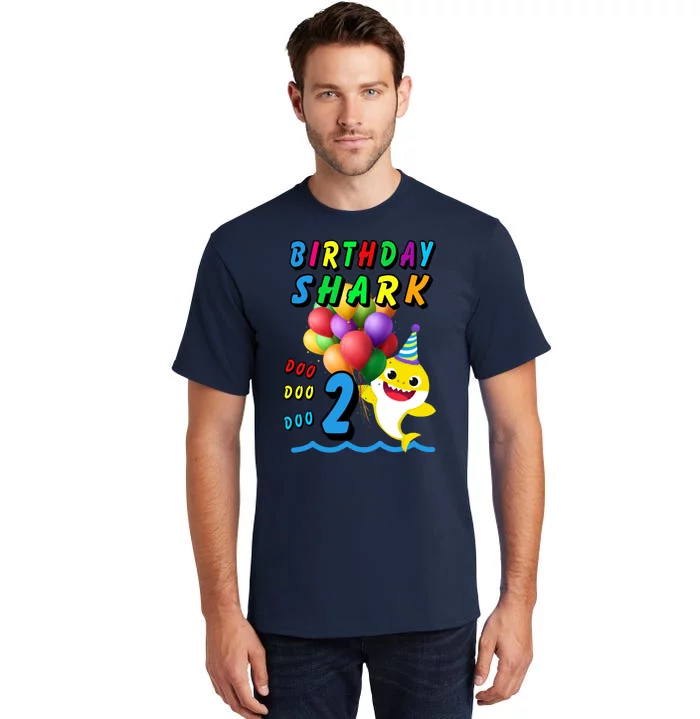 Baby Cute Shark Birthday Boy 2 Year Old Tall T-Shirt