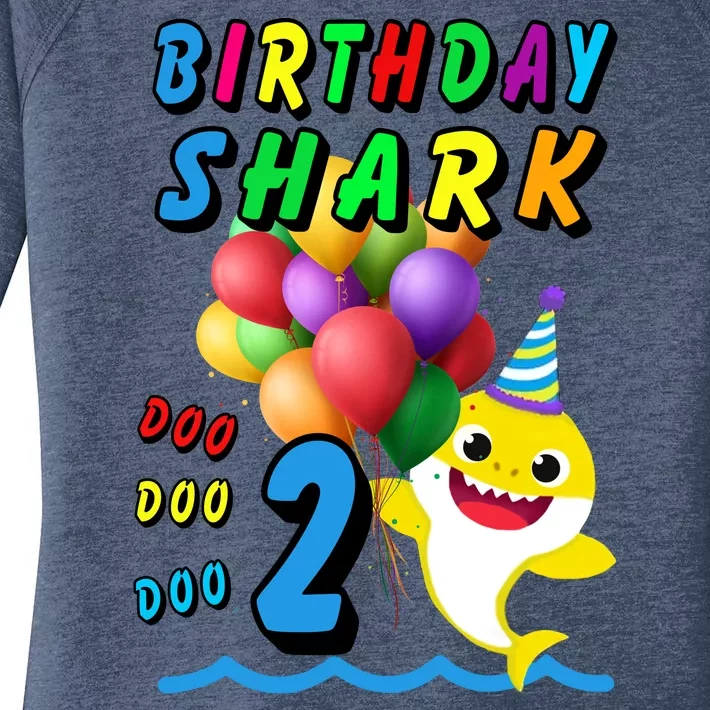 Baby Cute Shark Birthday Boy 2 Year Old Women's Perfect Tri Tunic Long Sleeve Shirt