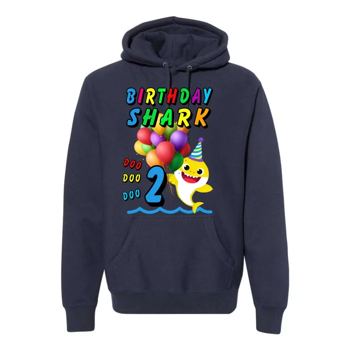 Baby Cute Shark Birthday Boy 2 Year Old Premium Hoodie