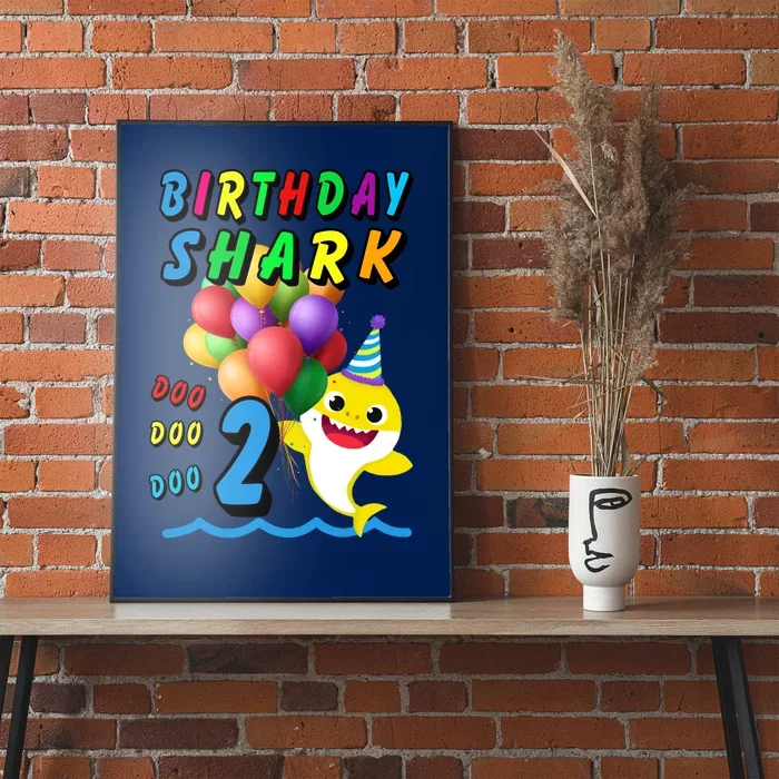 Baby Cute Shark Birthday Boy 2 Year Old Poster