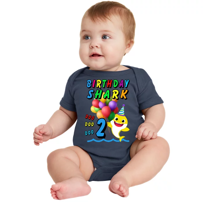 Baby Cute Shark Birthday Boy 2 Year Old Baby Bodysuit