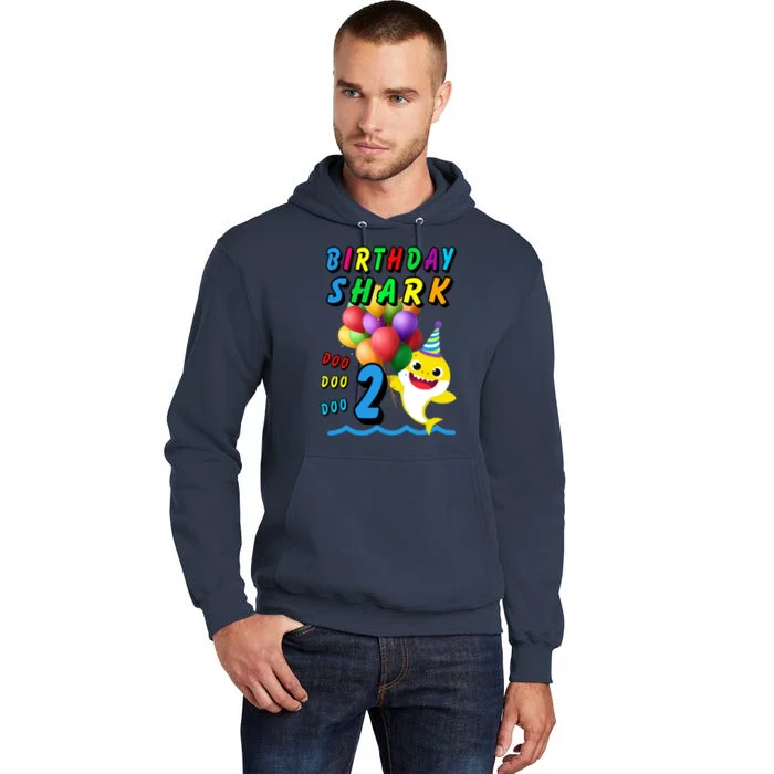 Baby Cute Shark Birthday Boy 2 Year Old Tall Hoodie