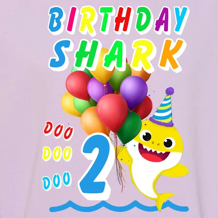 Baby Cute Shark Birthday Boy 2 Year Old Garment-Dyed Sweatshirt