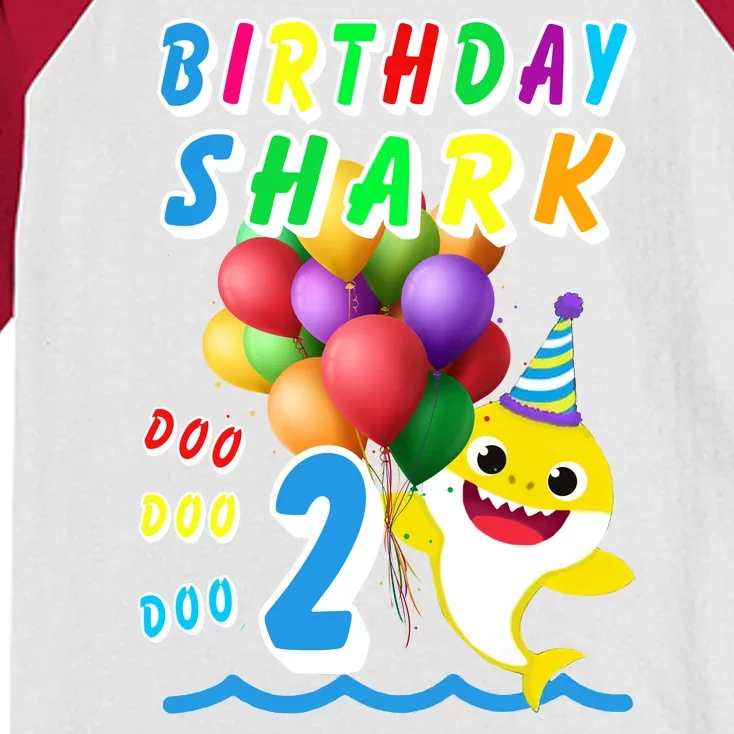 Baby Cute Shark Birthday Boy 2 Year Old Kids Colorblock Raglan Jersey