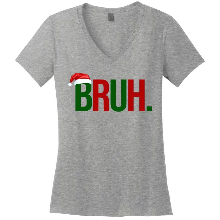 Bruh Christmas Santa Funny Women's V-Neck T-Shirt