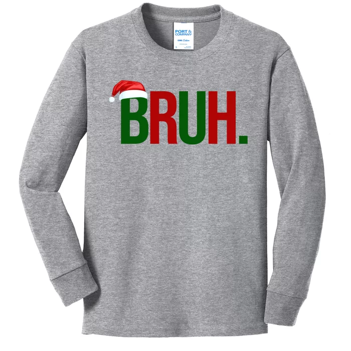 Bruh Christmas Santa Funny Kids Long Sleeve Shirt