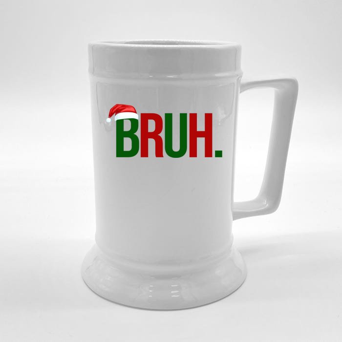 Bruh Christmas Santa Funny Front & Back Beer Stein