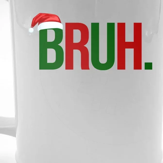 Bruh Christmas Santa Funny Front & Back Beer Stein