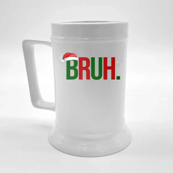 Bruh Christmas Santa Funny Front & Back Beer Stein