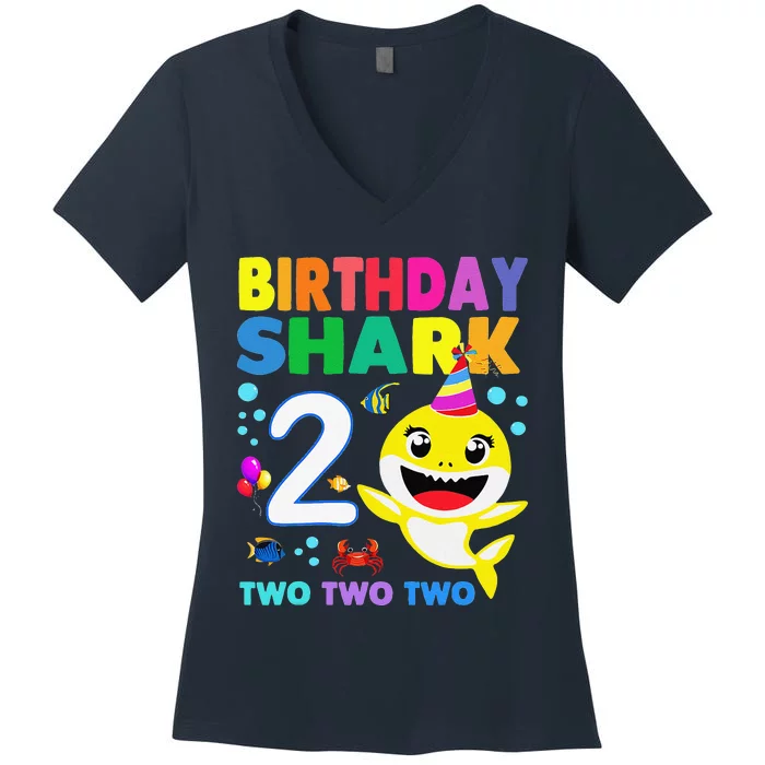 Baby Cute Shark For 2 Year Old Shark Doo Tees Mother's Day Women's V-Neck T-Shirt