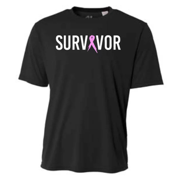 Breast Cancer Survivor Design WIth Pink Cancer Ribbon Cooling Performance Crew T-Shirt