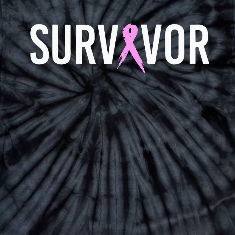 Breast Cancer Survivor Design WIth Pink Cancer Ribbon Tie-Dye T-Shirt