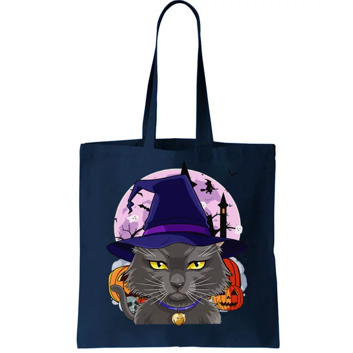 Bombay Cat Scary Halloween Witch Pumpkin Tote Bag