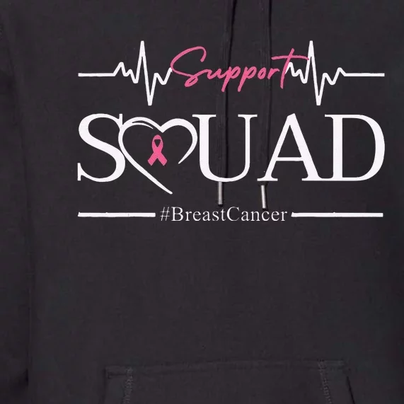 Breast Cancer Squad With Heart And P.Ink Ribbon Gift Premium Hoodie