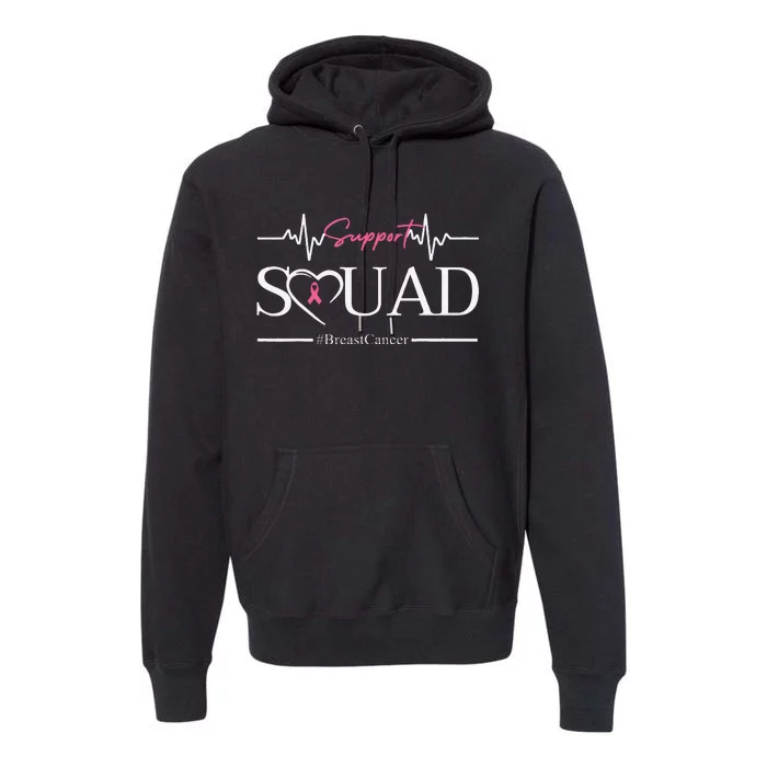 Breast Cancer Squad With Heart And P.Ink Ribbon Gift Premium Hoodie