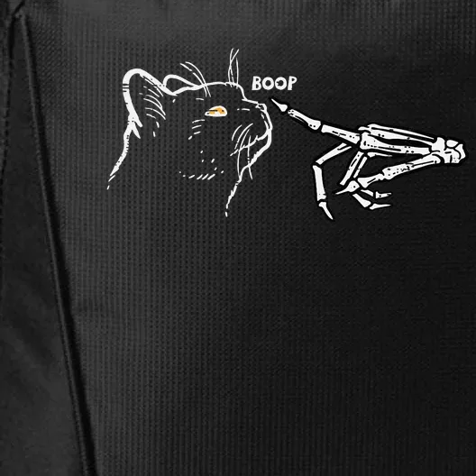 Black Cat Skeleton Hand Boop Halloween Pet City Backpack