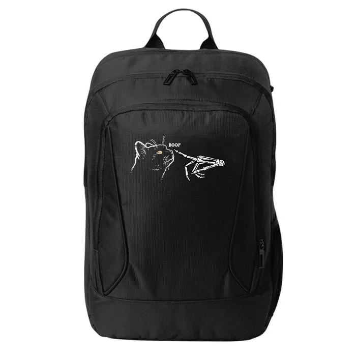 Black Cat Skeleton Hand Boop Halloween Pet City Backpack