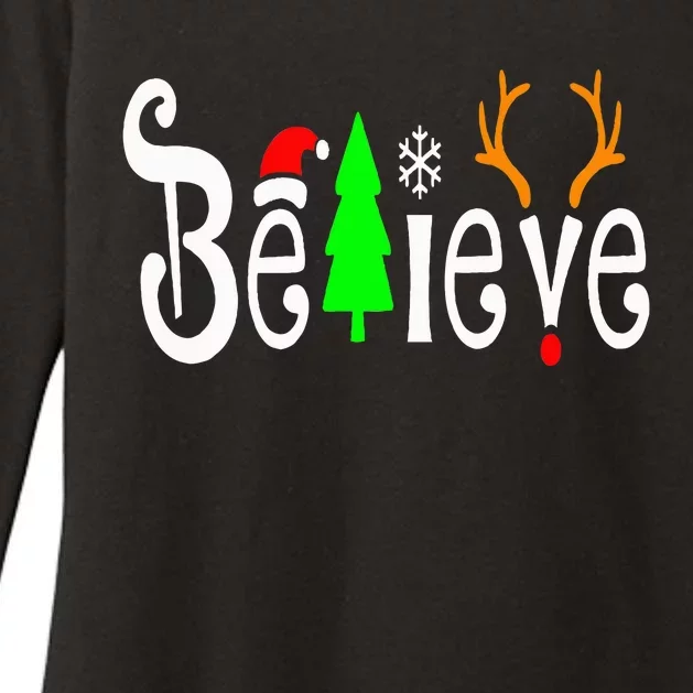 Believe Christmas Santa Claus Red plaid Believe Santa Womens CVC Long Sleeve Shirt