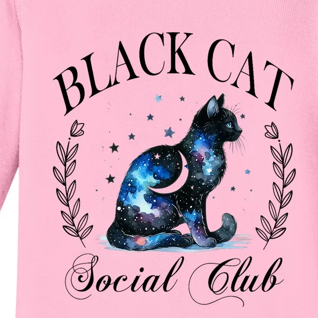 Black Cat Social Club Celestial Cat Halloween Gothic Women Baby Long Sleeve Bodysuit