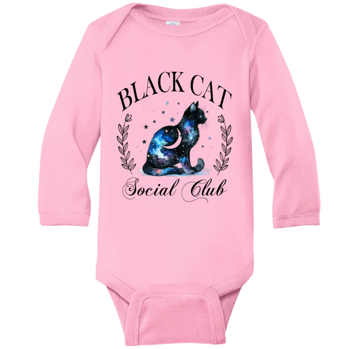 Black Cat Social Club Celestial Cat Halloween Gothic Women Baby Long Sleeve Bodysuit