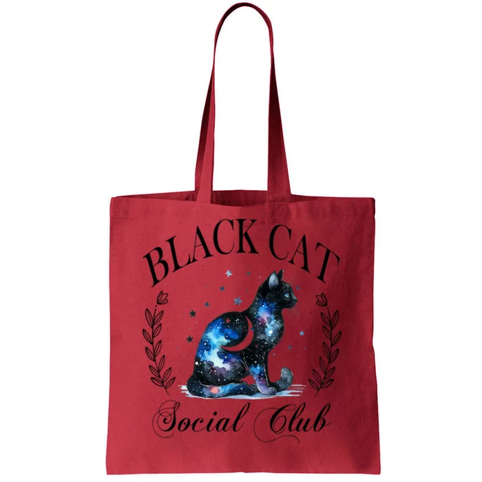 Black Cat Social Club Celestial Cat Halloween Gothic Women Tote Bag