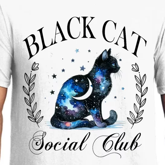 Black Cat Social Club Celestial Cat Halloween Gothic Women Pajama Set