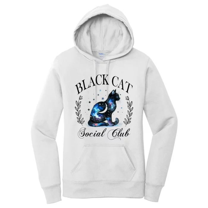 Black Cat Social Club Celestial Cat Halloween Gothic Women Women's Pullover Hoodie